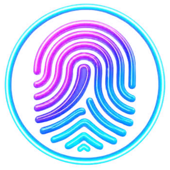 DFW Mobile Fingerprinting neon fingerprint emblem — mobile fingerprinting services across the Dallas-Fort Worth metroplex